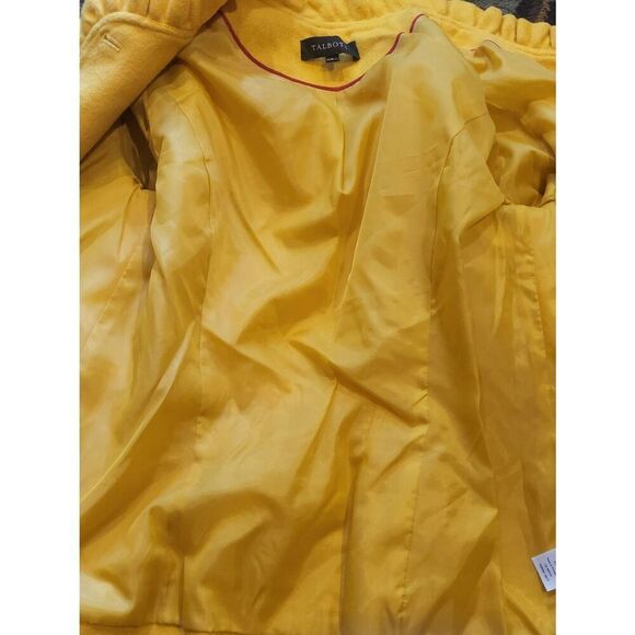 Talbots Jacket Women's 8 Yellow Ruffle Trim Shetland Herringbone Wool Blend - Picture 4 of 7